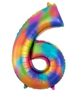 Rainbow Splash Number 6 Foil Balloon