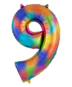 Rainbow Splash Number 9 Foil Balloon