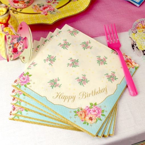 'Happy Birthday' Vintage Style Paper Napkins