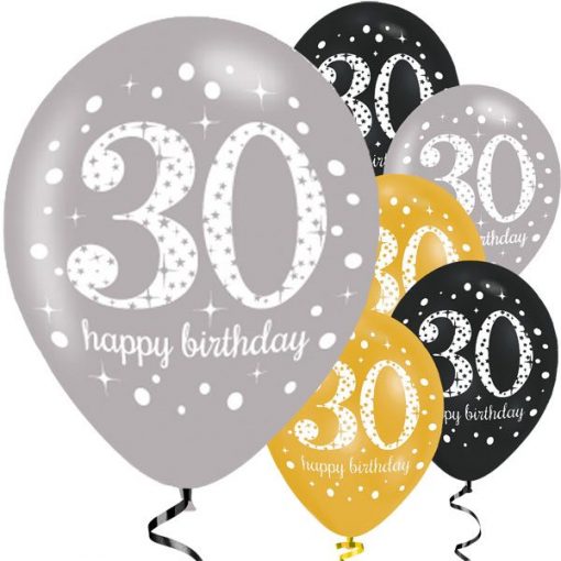 Sparkling Celebration Party Happy 30th Birthday Printed Latex Balloons