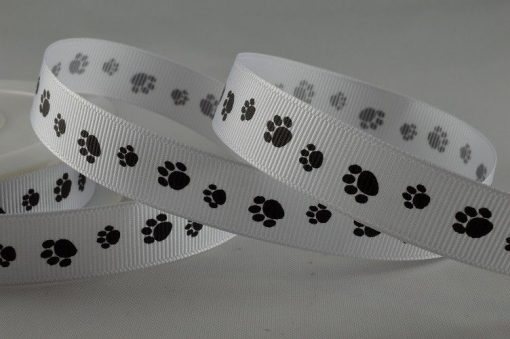 Paw Print White Ribbon