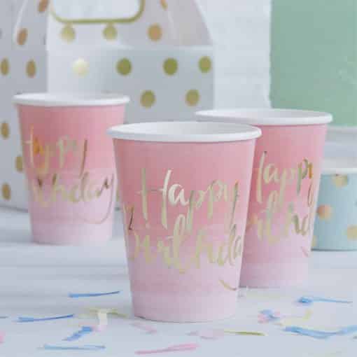 Pick & Mix Party Happy Birthday Ombre Paper Party Cups