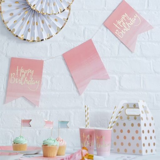 Pick & Mix Party Happy Birthday Ombre Flag Bunting