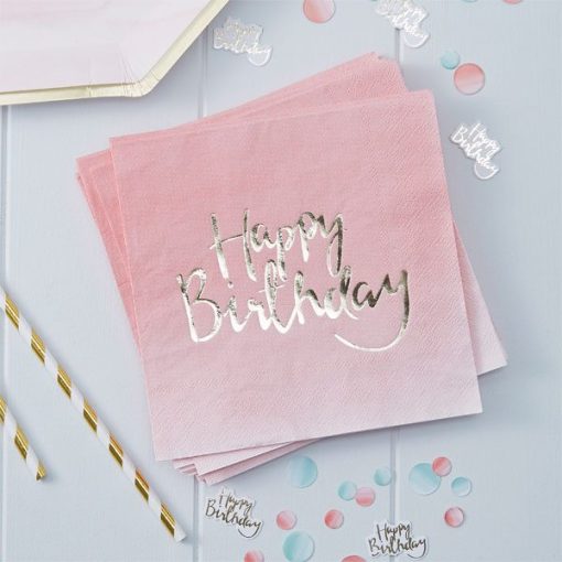 Pick & Mix Party Happy Birthday Ombre Paper Napkins