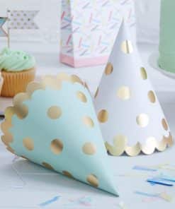 Pick & Mix Party Metallic Gold Polka Dot Party Cone Hats