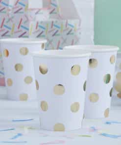 Pick & Mix Party White Metallic Polka Dot Paper Cups