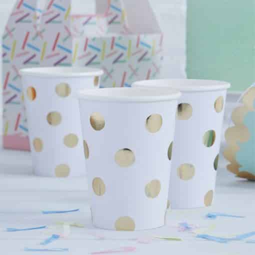 Pick & Mix Party White Metallic Polka Dot Paper Cups