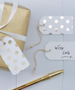 Pick & Mix Party White Metallic Polka Dot Luggage Tags