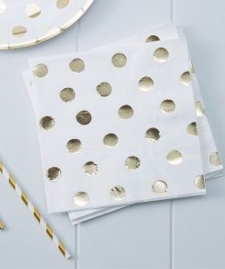 Pick & Mix Party White Metallic Polka Dot Paper Napkins