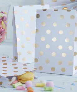 Pick & Mix Party White Metallic Polka Dot Paper Party Bags