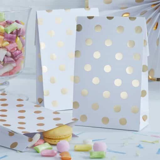 Pick & Mix Party White Metallic Polka Dot Paper Party Bags