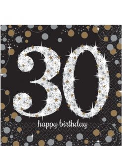 Sparkling Celebration Party Age 30 Lunch Paper Napkins