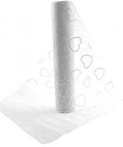 White Heart Organza Sheer Roll