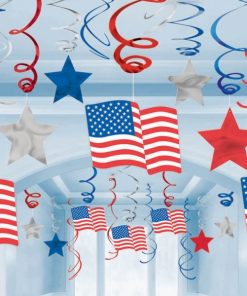 USA American Stars & Stripes Hanging Swirls