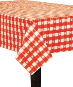 Red Gingham Plastic Tablecover