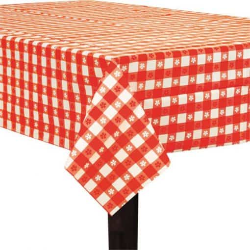 Red Gingham Plastic Tablecover