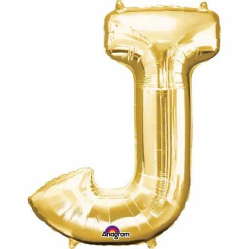 Gold Letter J - 16" Foil Balloon