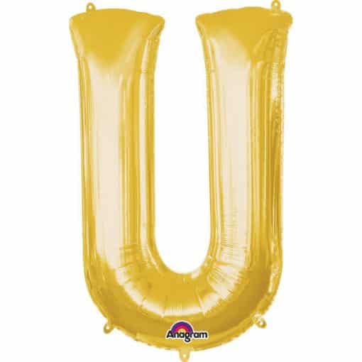 Gold Letter U - 16" Foil Balloon