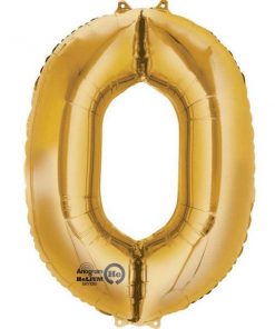 Gold Number 0- 16" Foil Balloon