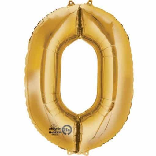 Gold Number 0- 16" Foil Balloon