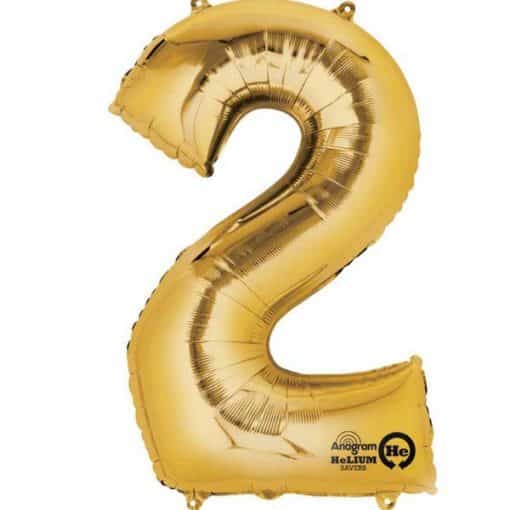 Gold Number 2 - 16" Foil Balloon