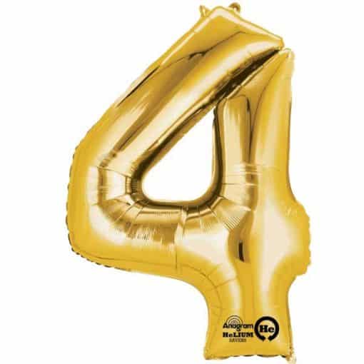 Gold Number 4 - 16" Foil Balloon