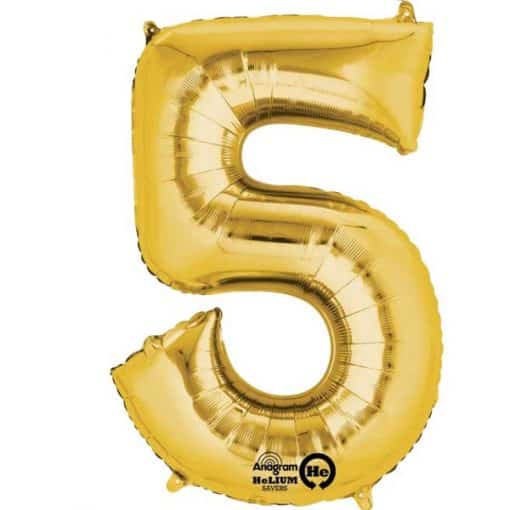 Gold Number 5 - 16" Foil Balloon
