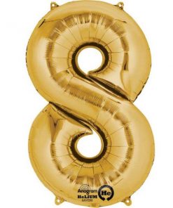 Gold Number 8 - 16" Foil Balloon