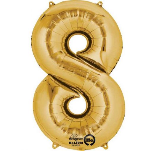 Gold Number 8 - 16" Foil Balloon