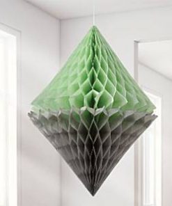 Mint & Grey Diamond Honeycomb Decorations