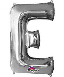 Silver Letter E - 16" Foil Balloon