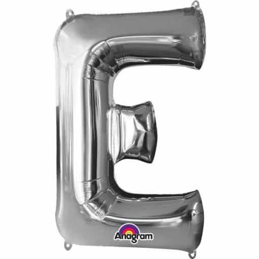 Silver Letter E - 16" Foil Balloon