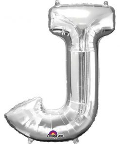 Silver Letter J - 16" Foil Balloon