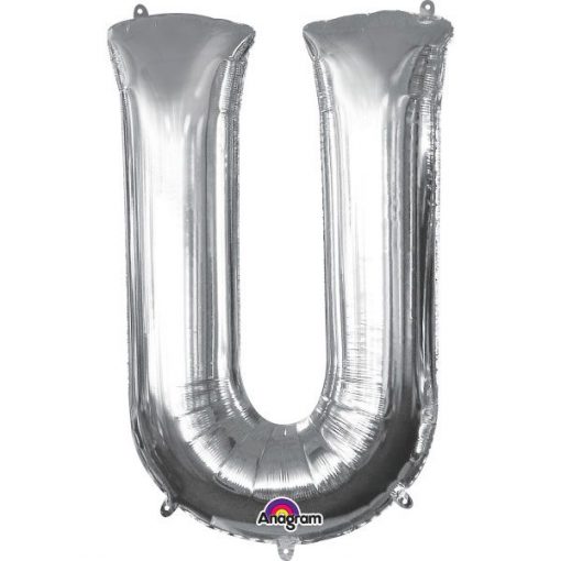 Silver Letter U - 16" Foil Balloon