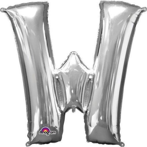 Silver Letter W - 16" Foil Balloon