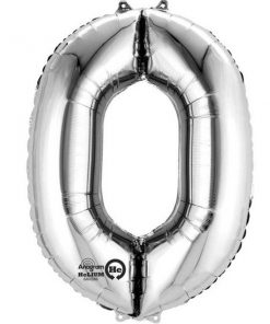 Silver Number 0 - 16" Foil Balloon