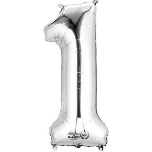 Silver Number 1 - 16" Foil Balloon