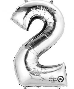 Silver Number 2 - 16" Foil Balloon