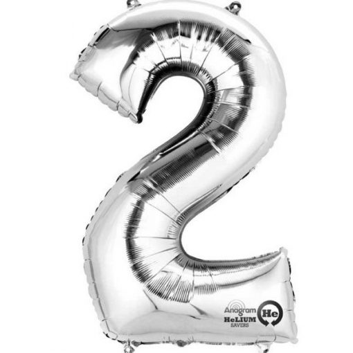 Silver Number 2 - 16" Foil Balloon