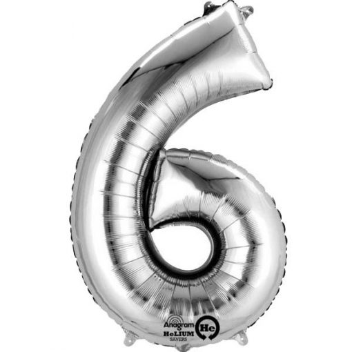 Silver Number 6 - 16" Foil Balloon