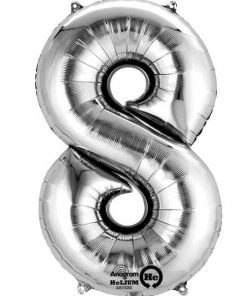 Silver Number 8 - 16" Foil Balloon