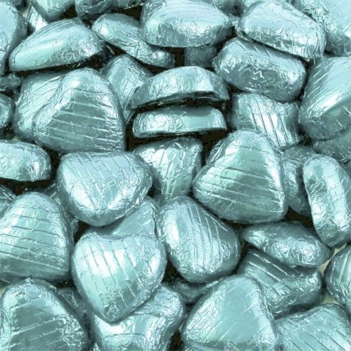 Light Blue Foil Chocolate Hearts - Bulk Pack