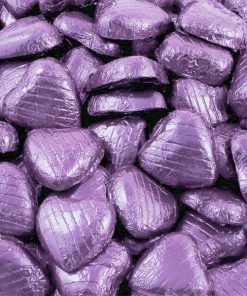 Lilac Foil Chocolate Hearts - Bulk Pack