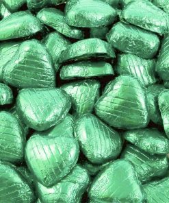 Pale Green Foil Chocolate Hearts - Bulk Pack