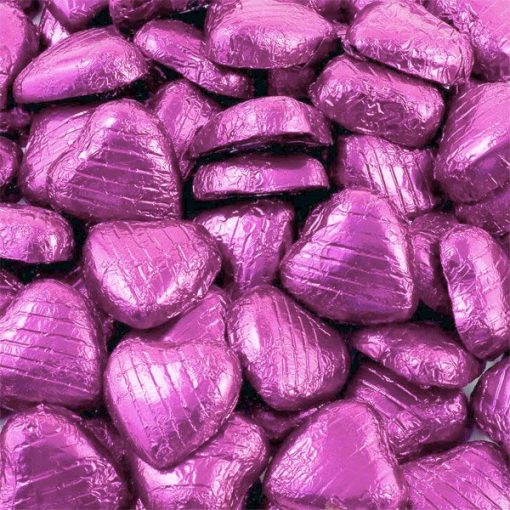 Pink Foil Chocolate Hearts - Bulk Pack