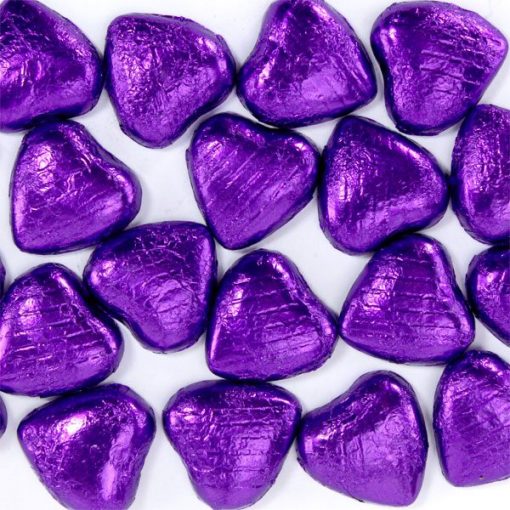 Purple Foil Chocolate Hearts