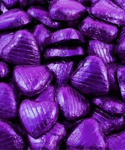 Purple Foil Chocolate Hearts - Bulk Pack