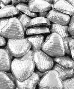 Silver Foil Chocolate Hearts - Bulk Pack