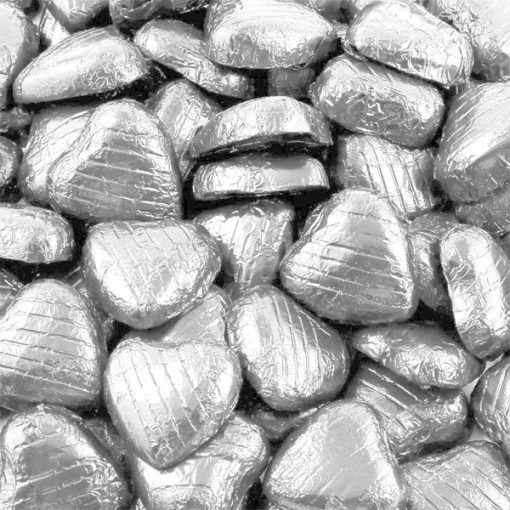 Silver Foil Chocolate Hearts - Bulk Pack