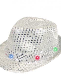 Silver Sequin LED Light Up Trilby Hat